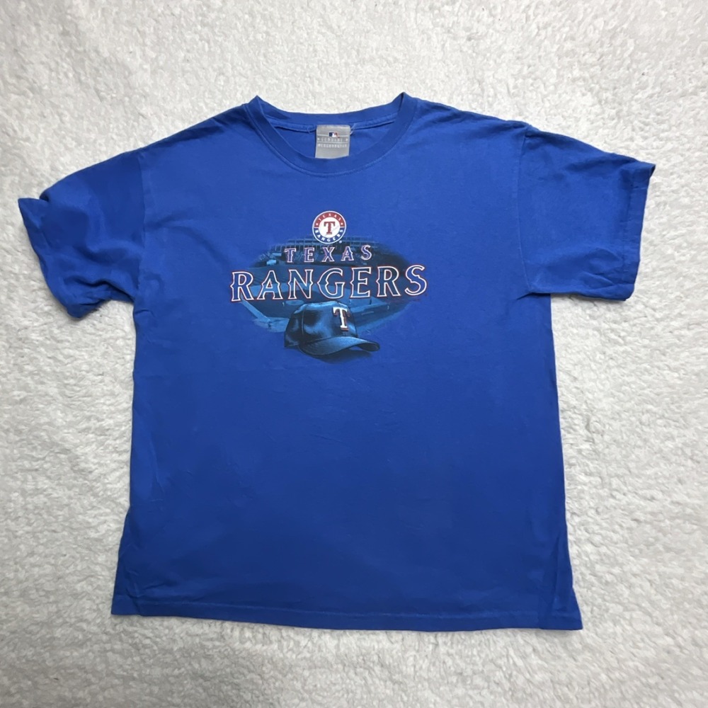 Genuine Merchandise Texas Rangers Blue Cotton L T-Shirt Unisex Kids Short Sleeve